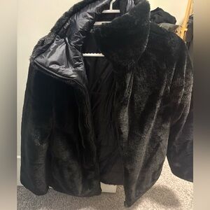 Very Good Used Condition Women's Save the Duck Black Faux Fur Jacket